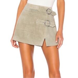 Understated Leather Free People Suede Mini Skirt with Buckle Detail